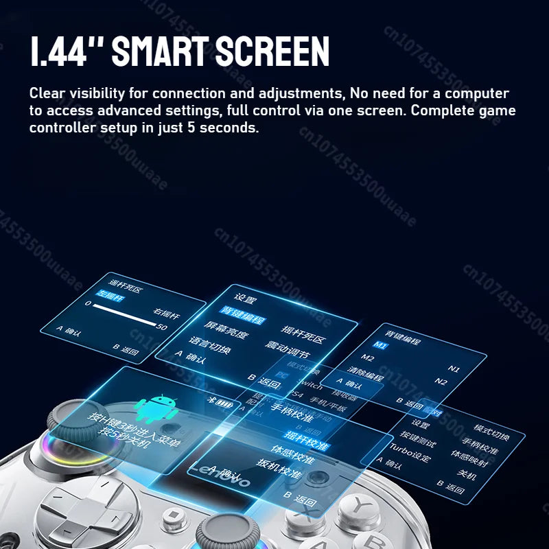 Lenovo X01 1.44 pouces contrôleur sans fil d'écran intelligent 3 Modes pour commutateur PS4 IOS Android PC TV manette de jeu à bouton arrière Programmable