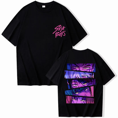 Cyberpunk Sunset Oversized Tee - Retro Neon Harajuku Streetwear