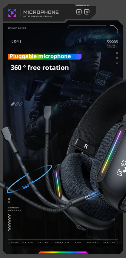 Tri-Mode RGB Gaming Headset 2.4G Wireless | Wired & Bluetooth | Ultra Long Battery Life