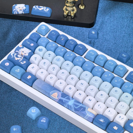 Genshin Impacto Furina Keycaps para Gaming Teclado Mecânico, Xiao Wanderer Meow, Perfil MOA, 104, 108, 75, 84, 84, 87 Layout