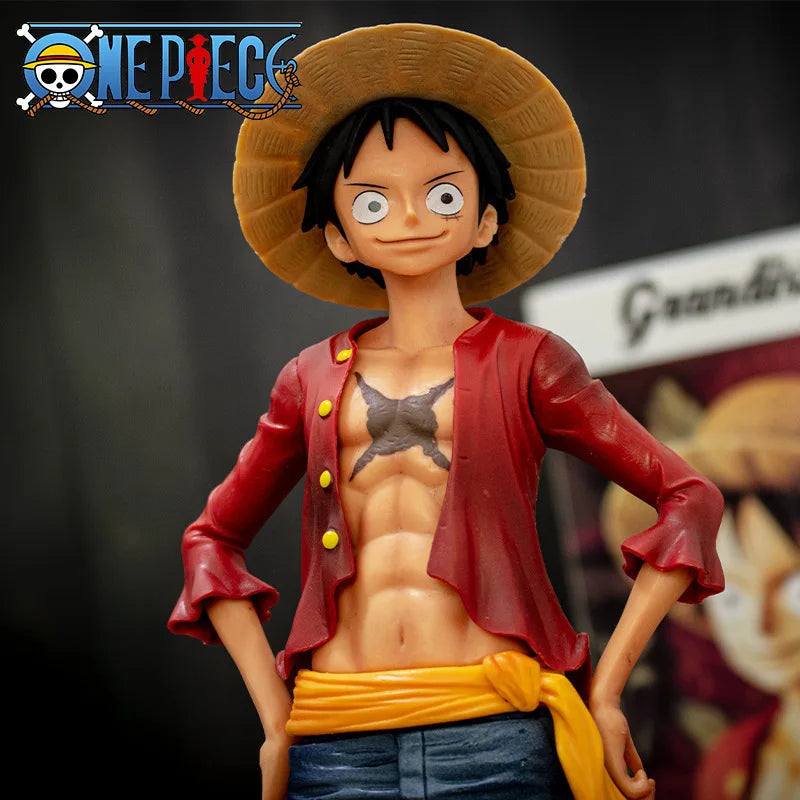 Quente 28cm uma peça anime figura confiden smiley luffy três forma rosto mudando boneca ação estatueta modelo brinquedos kits