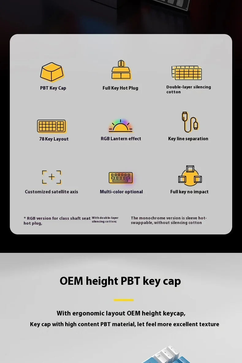 Wireless Mechanical Keyboard 78 Keys – RGB Hot-Swap – Low-Profile Compact Gaming Keyboard - Aruen Store