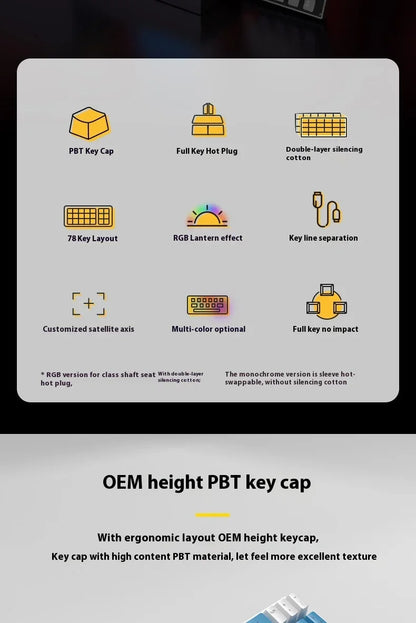 Wireless Mechanical Keyboard 78 Keys – RGB Hot-Swap – Low-Profile Compact Gaming Keyboard - Aruen Store