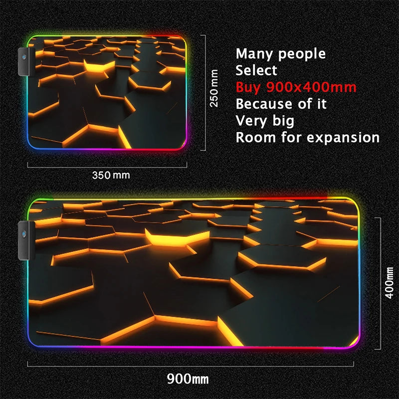 XXL RGB Gaming Mouse Pad | LED Desk Mat & 3D Design
