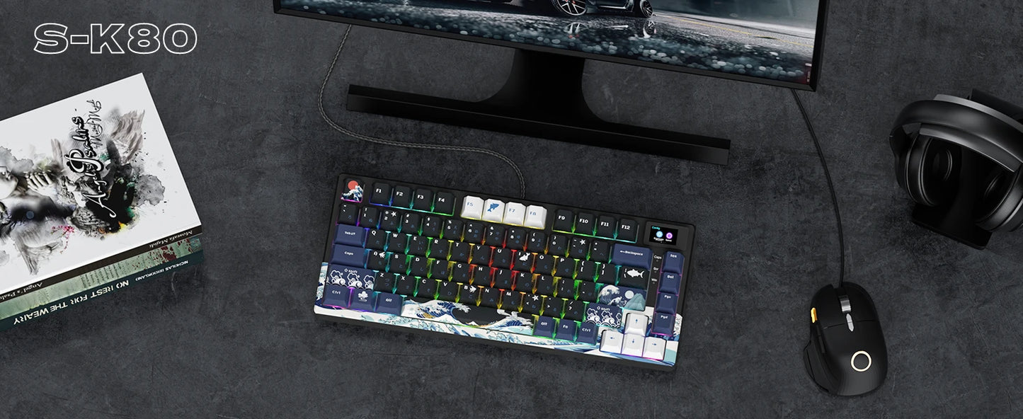 Womier S-K80 75% Mechanical Gaming Keyboard with OLED Display – Hot-Swap, RGB, Custom Gasket-Mount Design