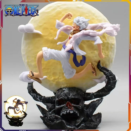 14cm uma peça anime figura lua fada nika macaco d luffy engrenagem 5 com luz da lua figura de ação estátua modelo coleção brinquedos