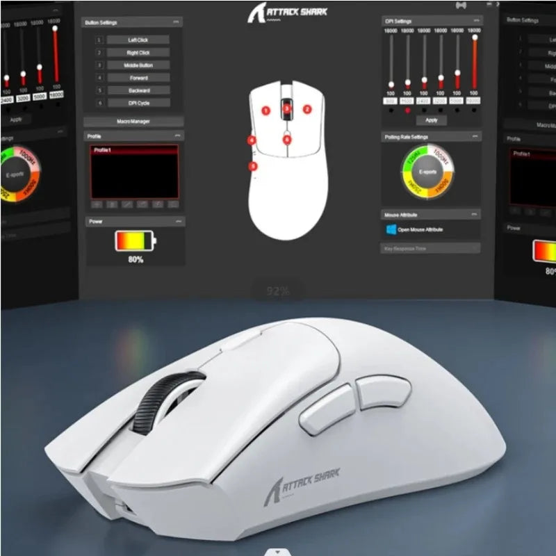 Attack Shark R1 Bluetooth Mouse Gaming sem fio 1000 Hz taxa de retorno, sensor PAW3311, recarregável tri-modo, ergonômico