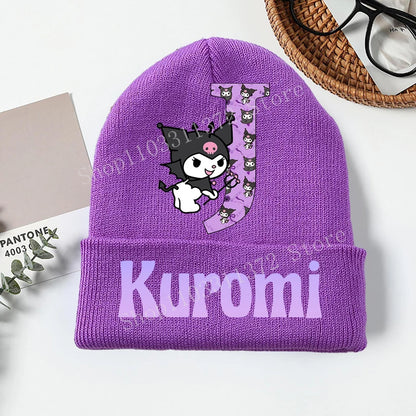 Personalized Gothic Bunny Beanie - Custom Letter Kawaii Knit Cap