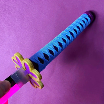 104cm luminoso demon slayer katana kimetsu não yaiba lâmina sabre anime cosplay prop kanroji mitsuri tamanho real brinquedo katana japonês