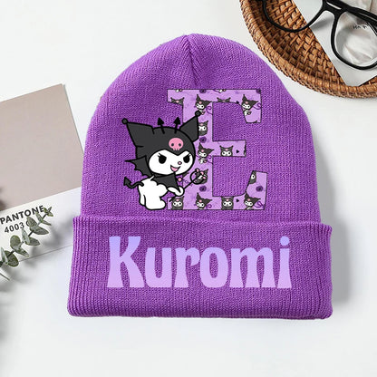 Personalized Gothic Bunny Beanie - Custom Letter Kawaii Knit Cap