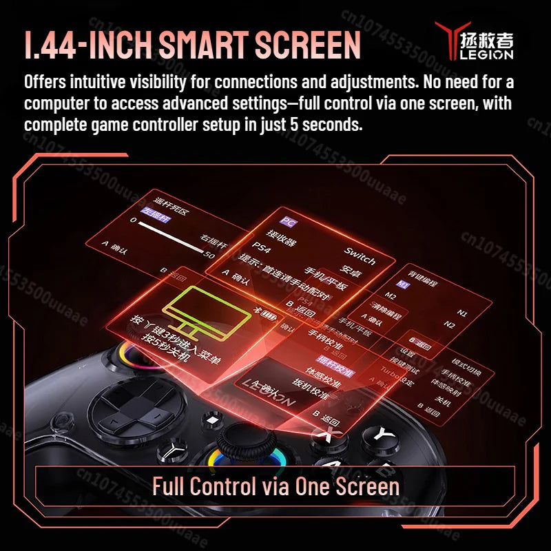 Lenovo LEGION Y7 1.44 "Tela Inteligente Controlador Sem Fio 3 Modos Mecânico ABXY Gamepad para PS4 Switch/2/OLED IOS Android PC TV
