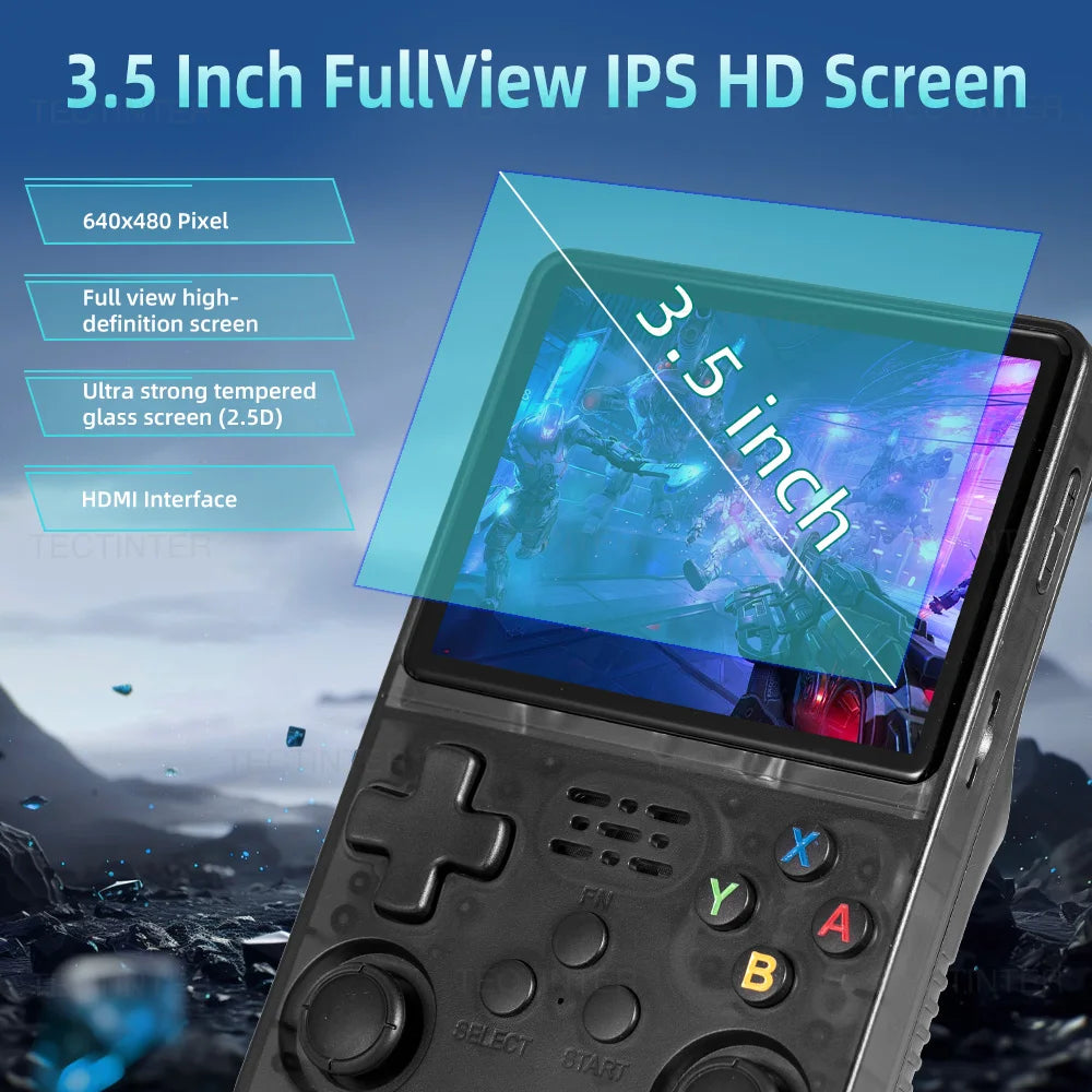 64G R36HD Retro Console de videogame portátil IPS tela embutida 20000 + jogos jogadores de jogos portáteis para PS1/GBA/FC sistema Linux