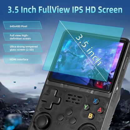64G R36HD Retro Console de videogame portátil IPS tela embutida 20000 + jogos jogadores de jogos portáteis para PS1/GBA/FC sistema Linux