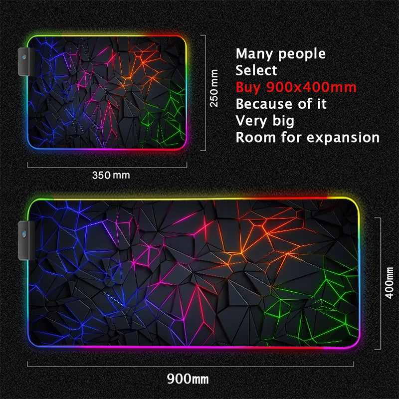 XXL RGB Gaming Mouse Pad | LED Desk Mat & 3D Design