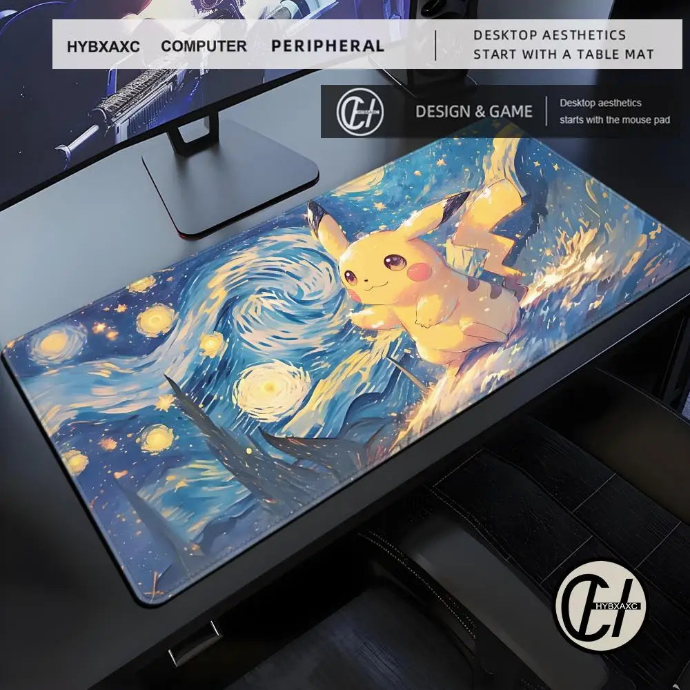 Artistic XXL Gaming Mouse Pad | Starry Night & Mascot
