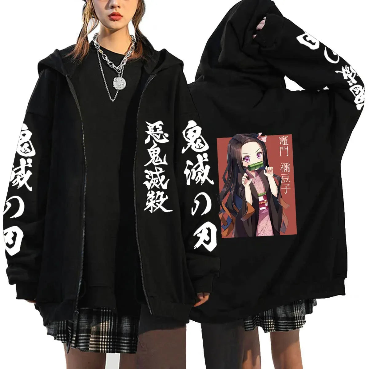 Oni Shadow Zip Hoodie – Japanese Dark Streetwear Oversized Jacket