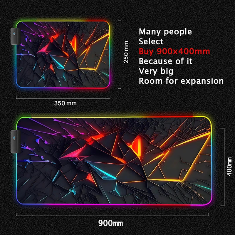 XXL RGB Gaming Mouse Pad | LED Desk Mat & 3D Design