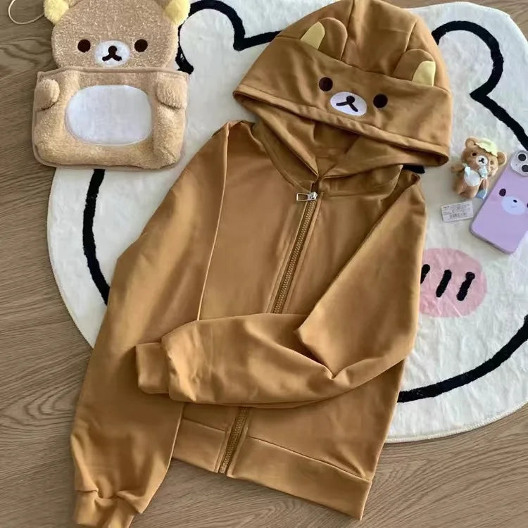 Bear Cozy Duo Hoodie – Unisex Couple Style Fleece Zip-Up