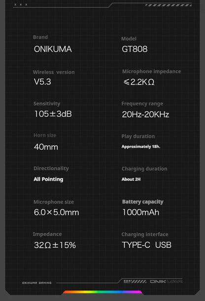 Tri-Mode RGB Gaming Headset 2.4G Wireless | Wired & Bluetooth | Ultra Long Battery Life