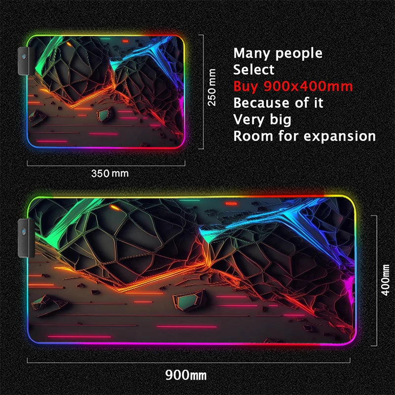 XXL RGB Gaming Mouse Pad | LED Desk Mat & 3D Design
