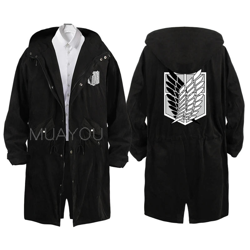 Attack on Titan Cosplay Trench Men Jackets Long Hoodie Shingeki No Kyojin Sasha Braus Ymir Armin Cosplay Wings of Liberty 3XL