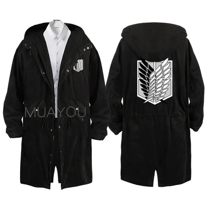 Attack on Titan Cosplay Trench Men Jackets Long Hoodie Shingeki No Kyojin Sasha Braus Ymir Armin Cosplay Wings of Liberty 3XL