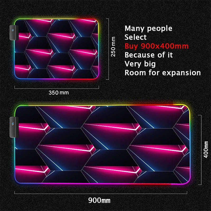 XXL RGB Gaming Mouse Pad | LED Desk Mat & 3D Design