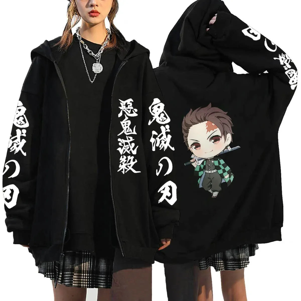 Oni Shadow Zip Hoodie – Japanese Dark Streetwear Oversized Jacket
