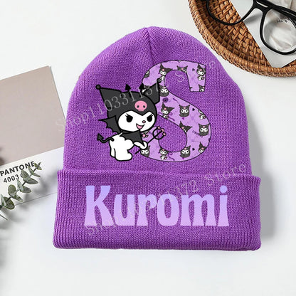 Personalized Gothic Bunny Beanie - Custom Letter Kawaii Knit Cap