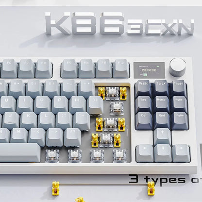 Attack Shark K86 RGB TFT Screen Wireless Mechanical Keyboard,Hot Swap, Metal Knob,Tri-mode Connectivity,macro Gaming Keyboar