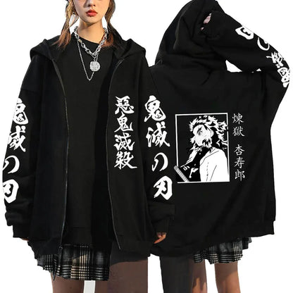 Oni Shadow Zip Hoodie – Japanese Dark Streetwear Oversized Jacket