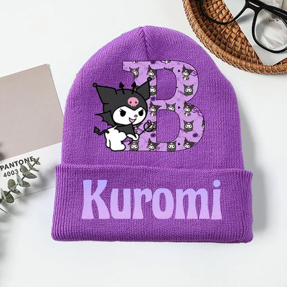 Personalized Gothic Bunny Beanie - Custom Letter Kawaii Knit Cap