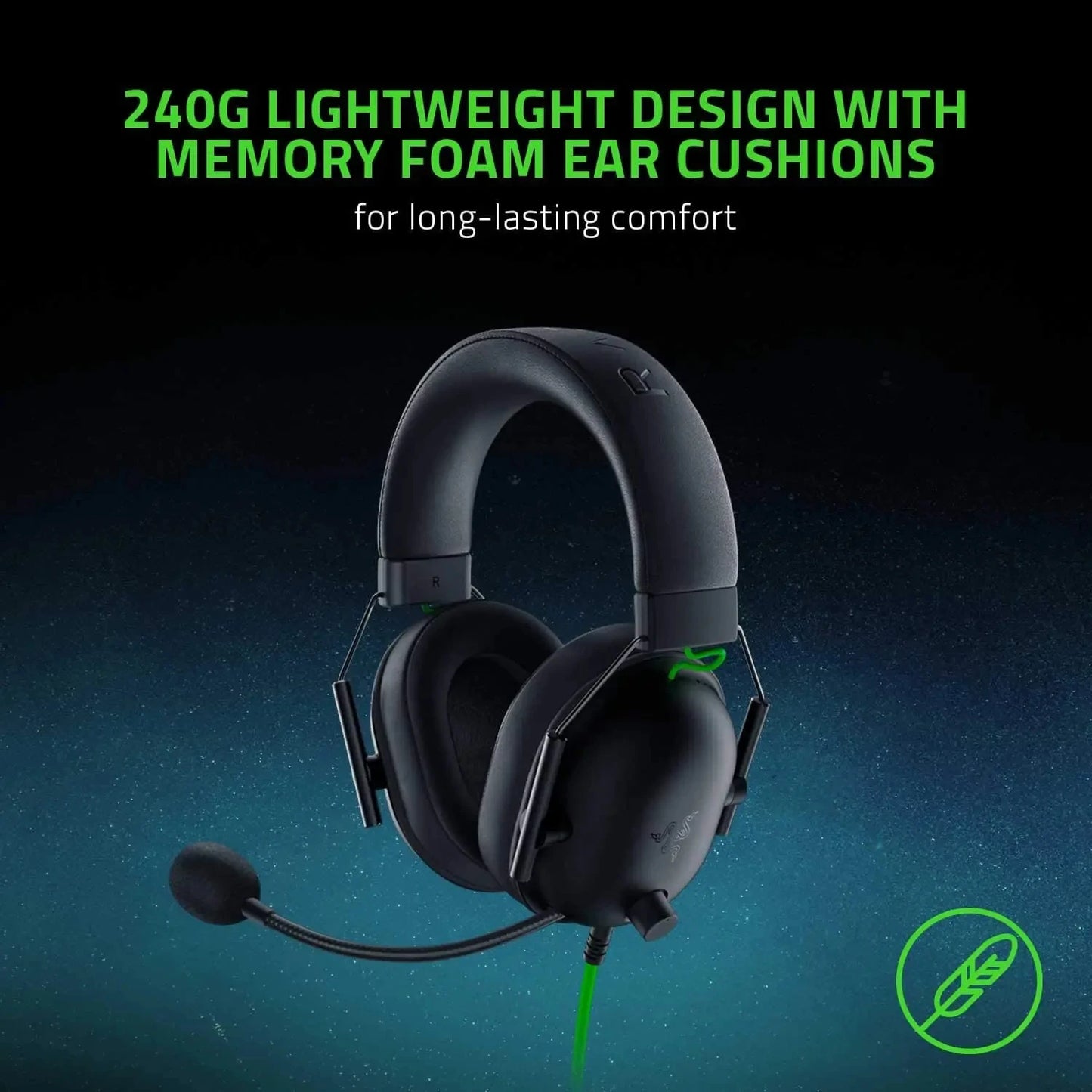 Novo razer blackshark v2 x fone de ouvido esportivo com fio cancelamento de ruído passivo avançado, som surround 7.1, microfone cardióide hyperclear