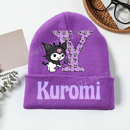 Personalized Gothic Bunny Beanie - Custom Letter Kawaii Knit Cap