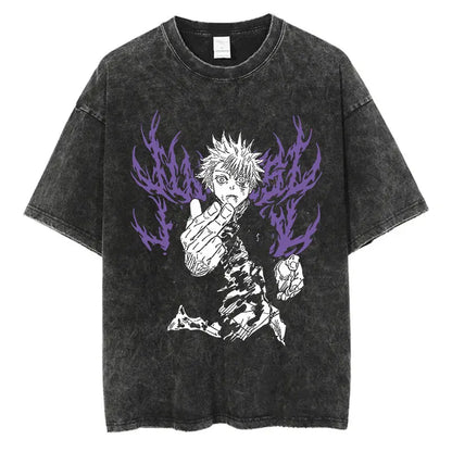 Washed Vintage Oversized Tee - Jagged Teeth Demon Streetwear
