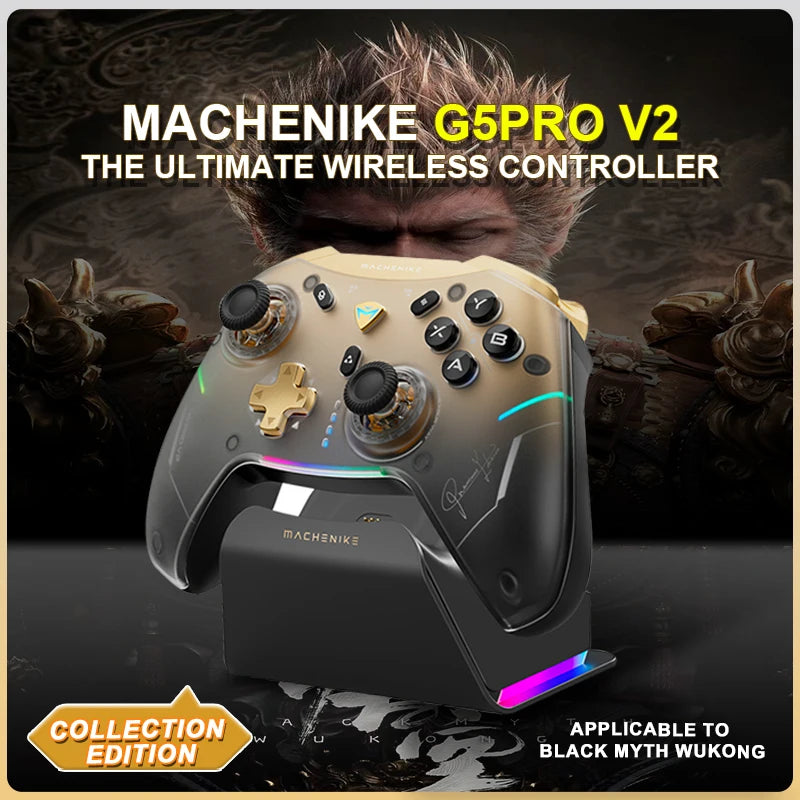Machenike gamepads g5 pro v2 controlador de três modos jogo coleção edição hot swap hall rocker bluetooth gatilho vibração presente