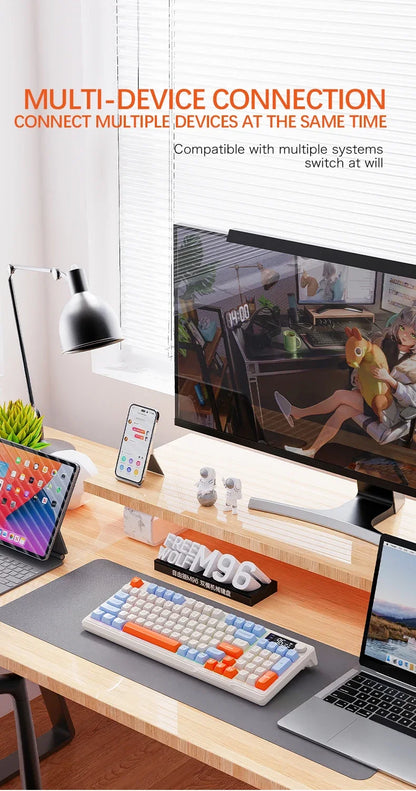 M96 Bluetooth Keyboard Wireless FREEWOLF Screen Gaming Keyboard,Electronic Screen, Multi-Device Connection,Ergonomics Gaming - Aruen Store