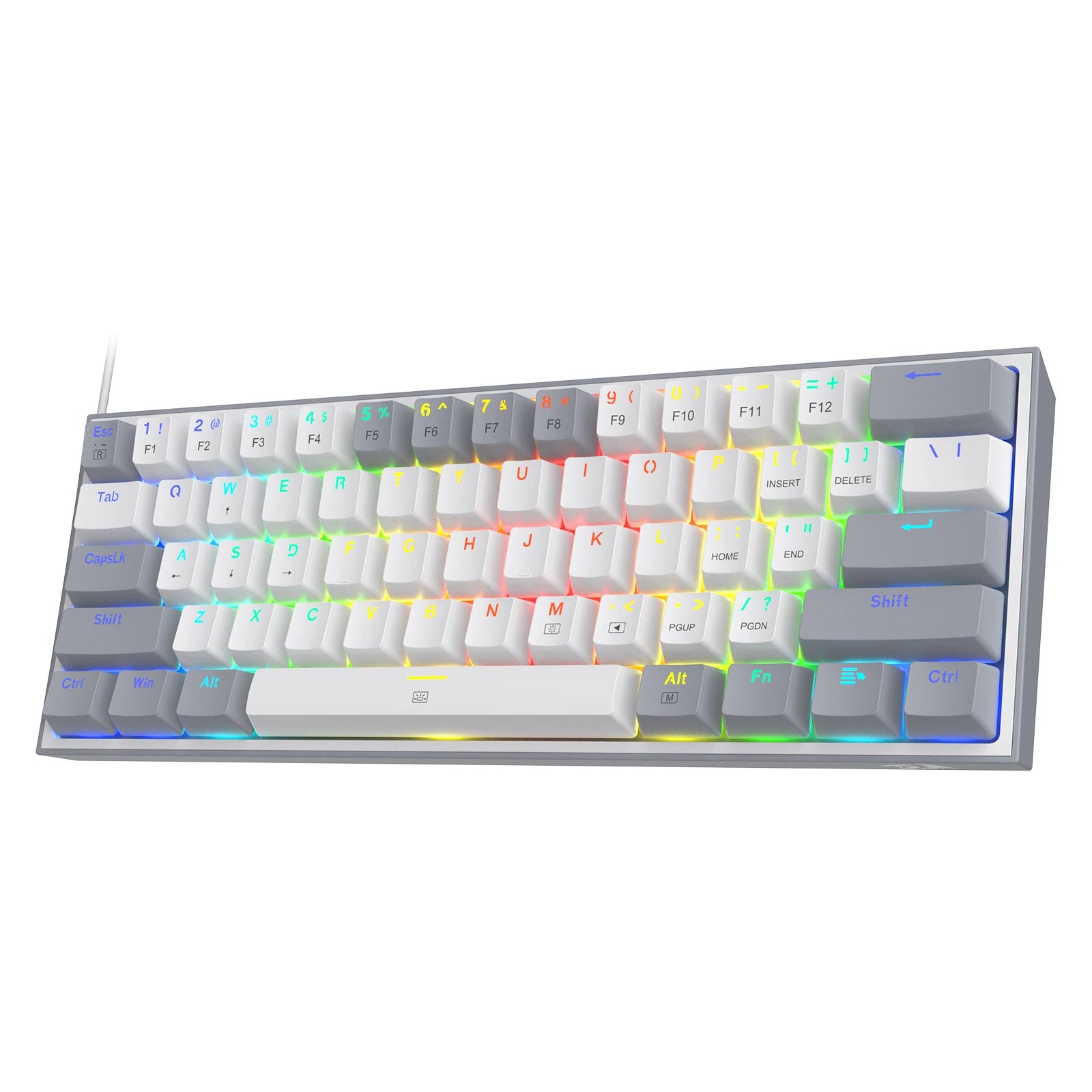 Redragon K617 Fizz 60% Teclado para jogos RGB com fio, 61 teclas Teclado mecânico compacto de troca quente Interruptor vermelho