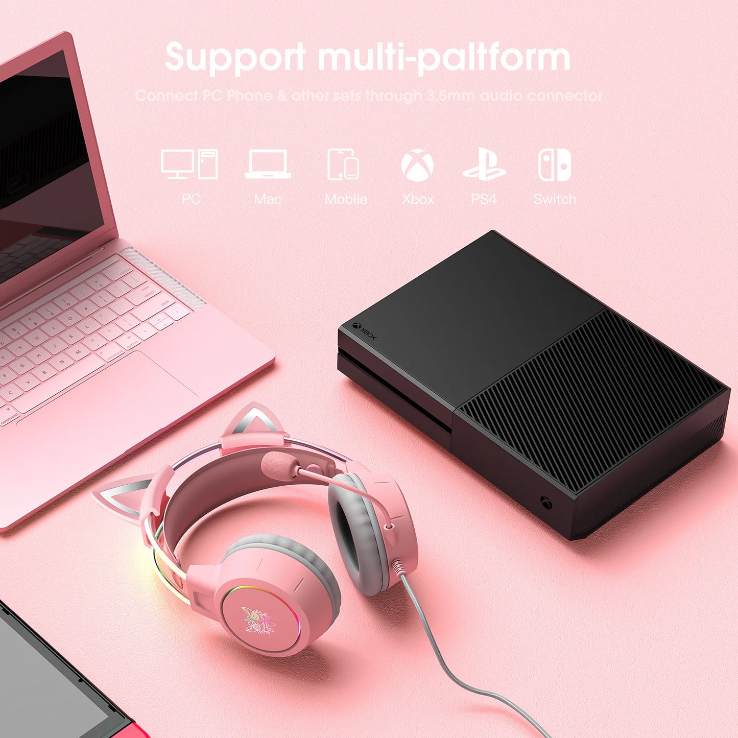 ONIKUMA X15 Pro Fones de ouvido com fio com feixe de cabeça RGB Microfone flexível Controle de botão Fone de ouvido para jogos Gamer para computador PC