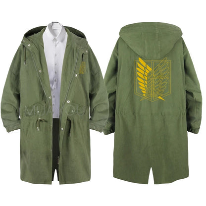 Attack on Titan Cosplay Trench Men Jackets Long Hoodie Shingeki No Kyojin Sasha Braus Ymir Armin Cosplay Wings of Liberty 3XL