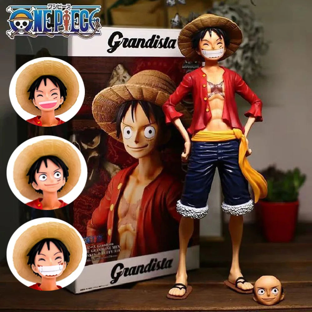Quente 28cm uma peça anime figura confiden smiley luffy três forma rosto mudando boneca ação estatueta modelo brinquedos kits