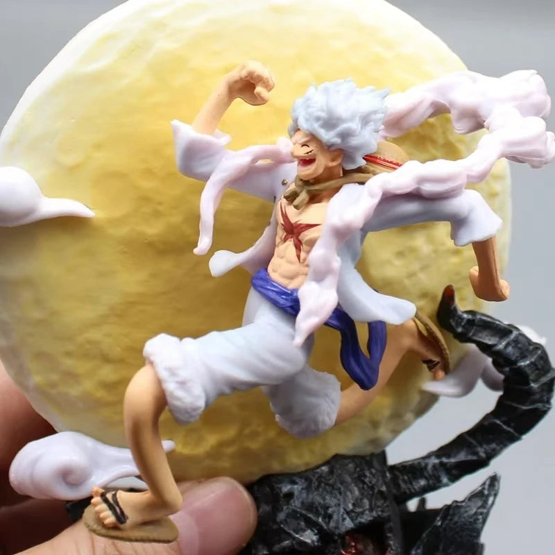 14cm uma peça anime figura lua fada nika macaco d luffy engrenagem 5 com luz da lua figura de ação estátua modelo coleção brinquedos