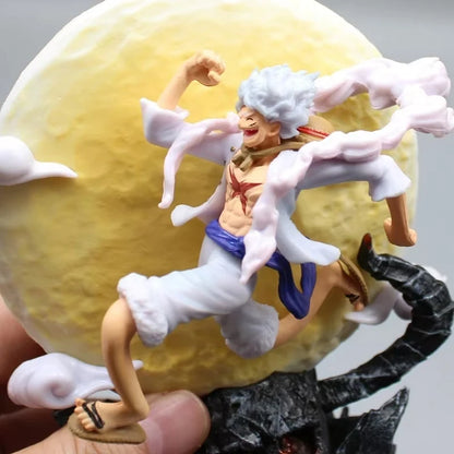 14cm uma peça anime figura lua fada nika macaco d luffy engrenagem 5 com luz da lua figura de ação estátua modelo coleção brinquedos