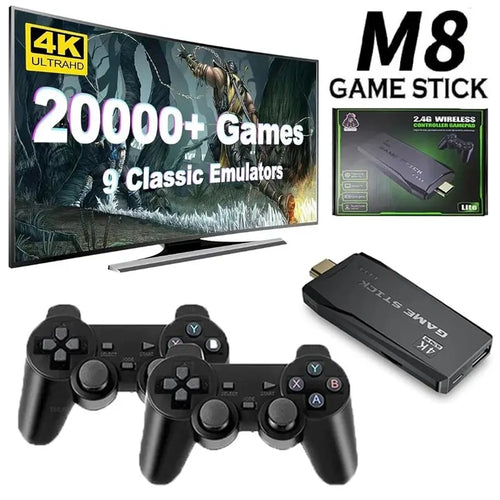 Console de Videogame com Controle Sem Fio, Mini Jogador de Jogo Portátil, Embutido 20000 Jogos, TV Stick, 4K HD, Retro