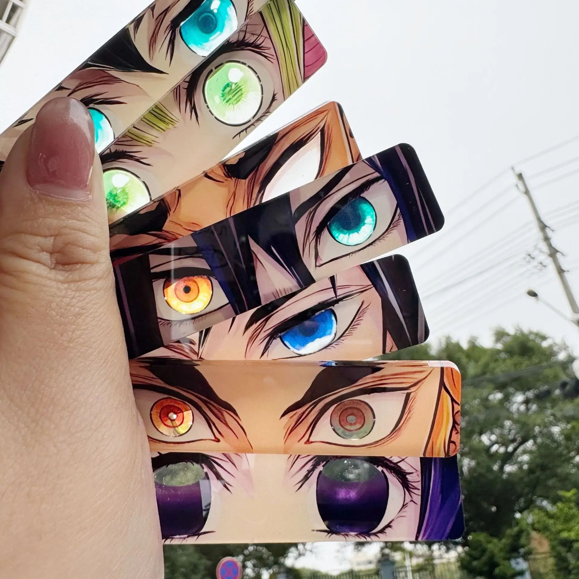 Anime slayer chaveiro rengoku kyoujurou kimetsu não yaiba olhos brilhantes dupla face chave de transmissão de luz mochila pingente