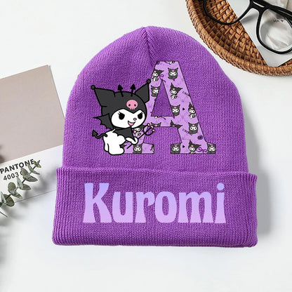 Personalized Gothic Bunny Beanie - Custom Letter Kawaii Knit Cap
