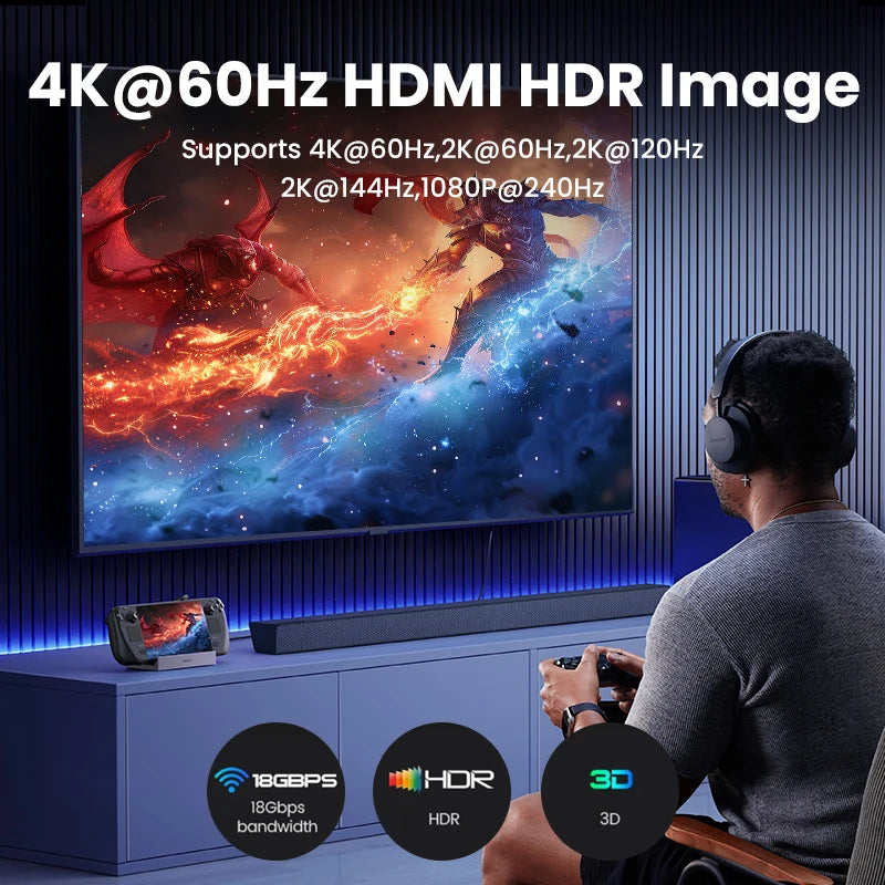 UGREEN-Steam Deck Dock, HUB USB C, Compatível com a ROG, Aliado, LEGION, Go, iPhone 15 Pro, Pro Max, 4K60Hz, 9 Portas, RJ45, PD100W