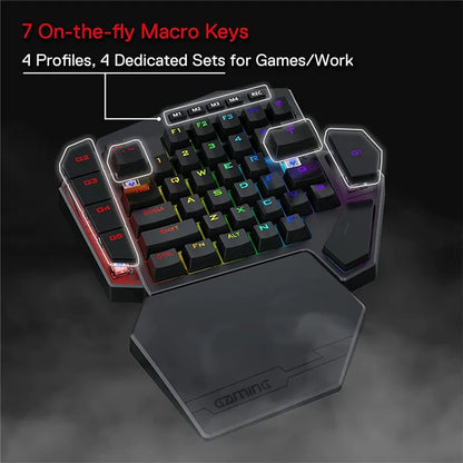 Wireless RGB One-Handed Mechanical Keyboard | 42 Keys Wrist Support