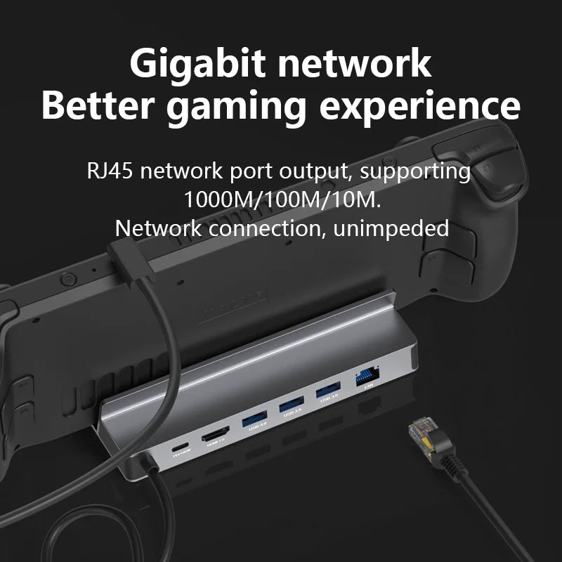 Blueendless usb c docking station para steam deck & rog jogo encaixe 4k @ 60hz dp hdmi-compatível gigabit ethernet tipo c hub