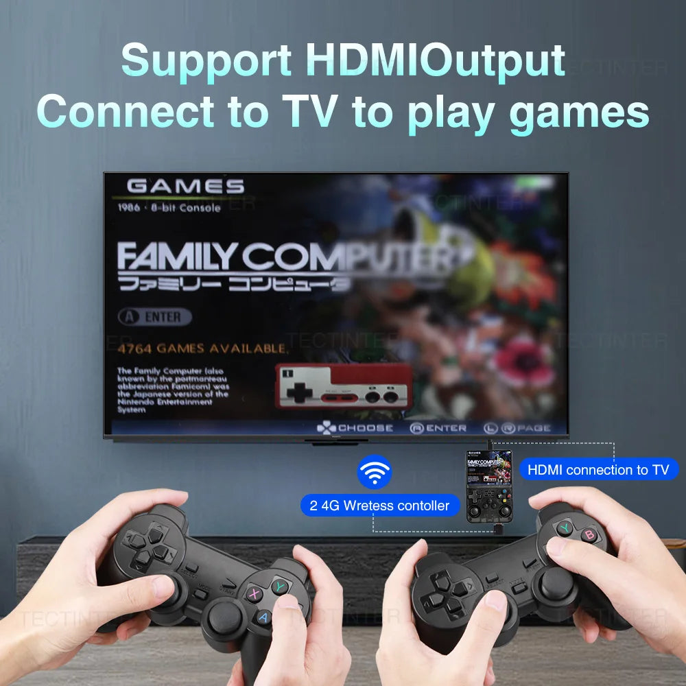 64G R36HD Retro Console de videogame portátil IPS tela embutida 20000 + jogos jogadores de jogos portáteis para PS1/GBA/FC sistema Linux